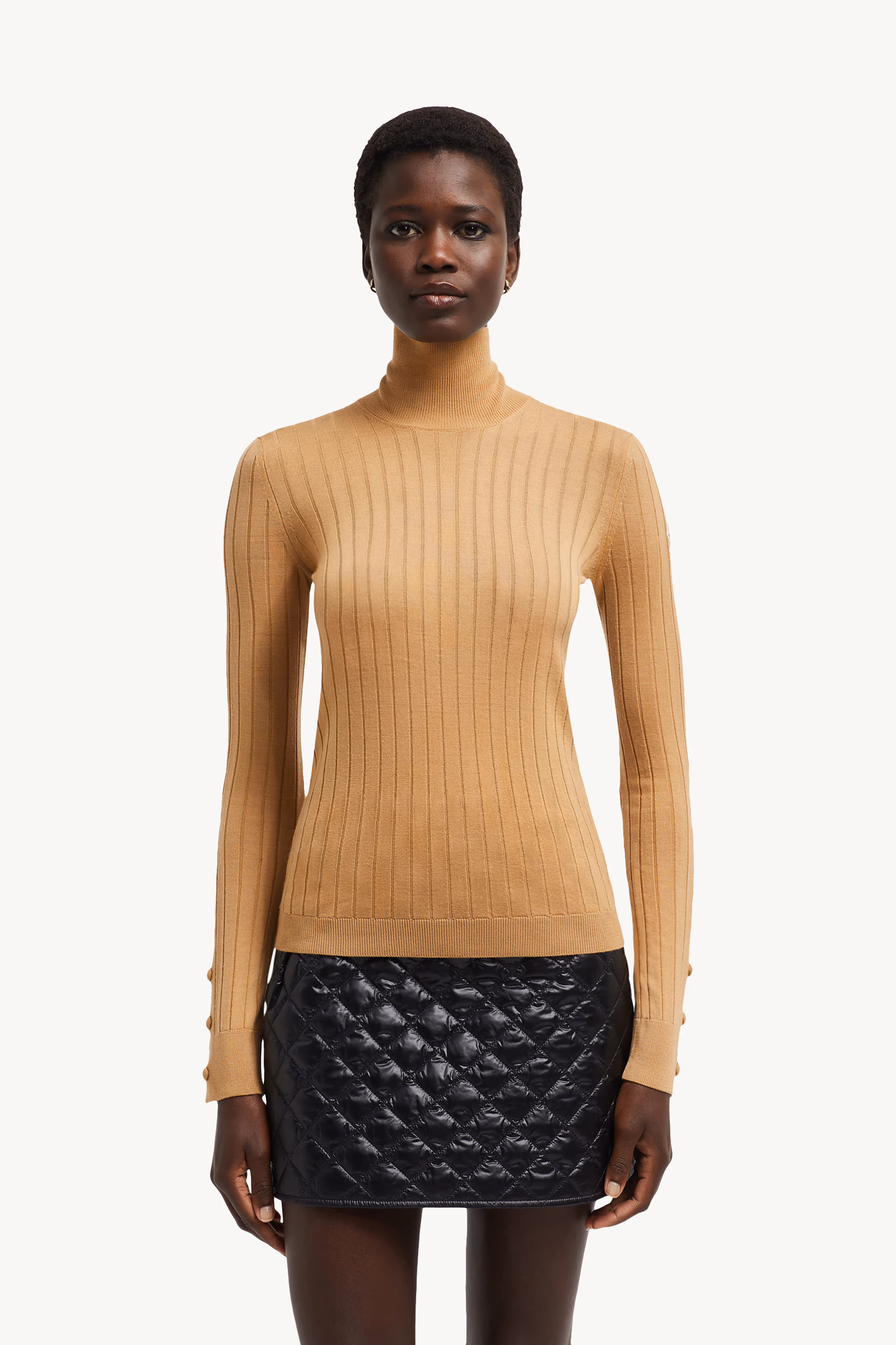 Wool & Cashmere Turtleneck Sweater Women Beige Moncler 3